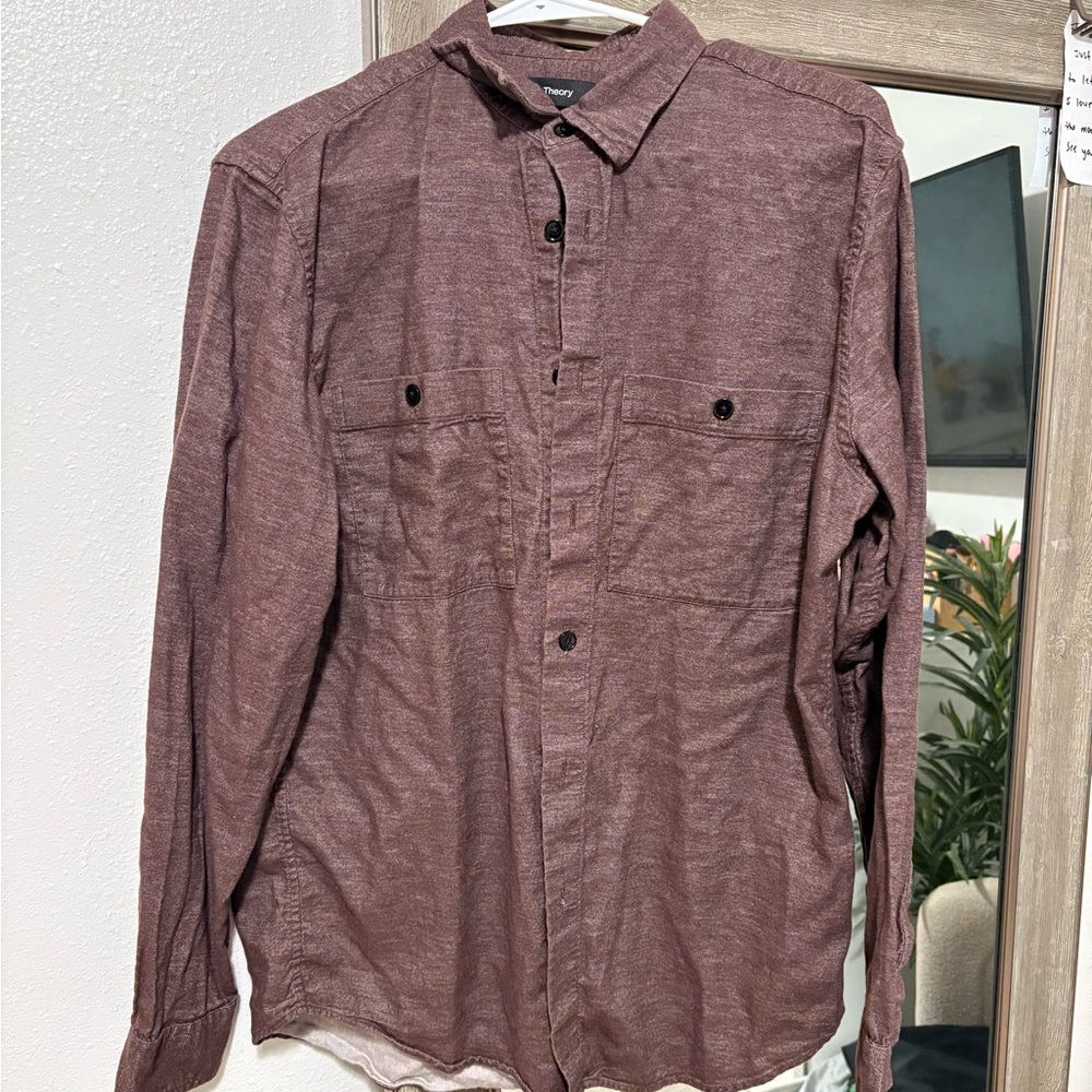 Men's Maroon Button-Up Shirt